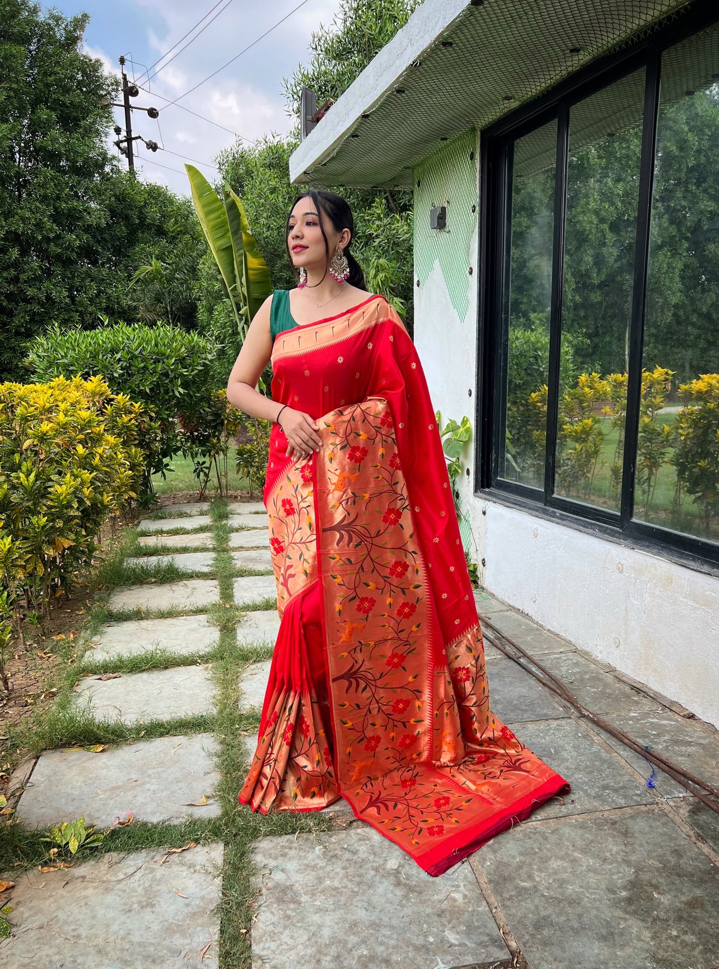 RED BEAUTIFULL PURE PAITHANI SILK SAREE