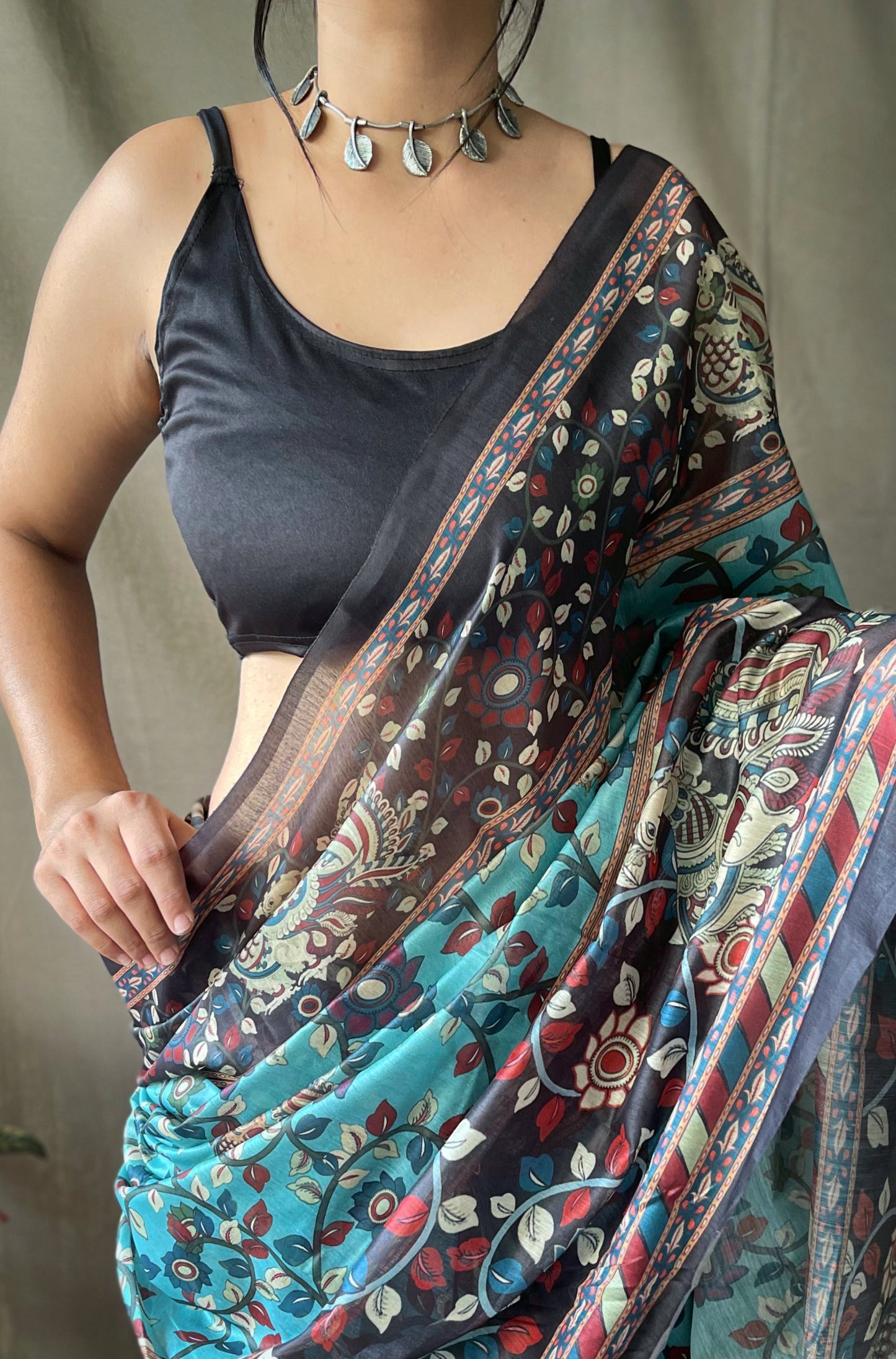 Sky Soft Cotton Kalamkari Print