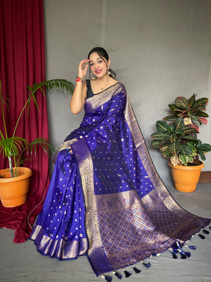 PURE SOFT  SILK SAREE WITH COPPER AND GOLDEN ZARI WEAVED BORDER AND RICH PALLU WITH BEAUTIFUL MOTIFS AND ELEGANT COLOR