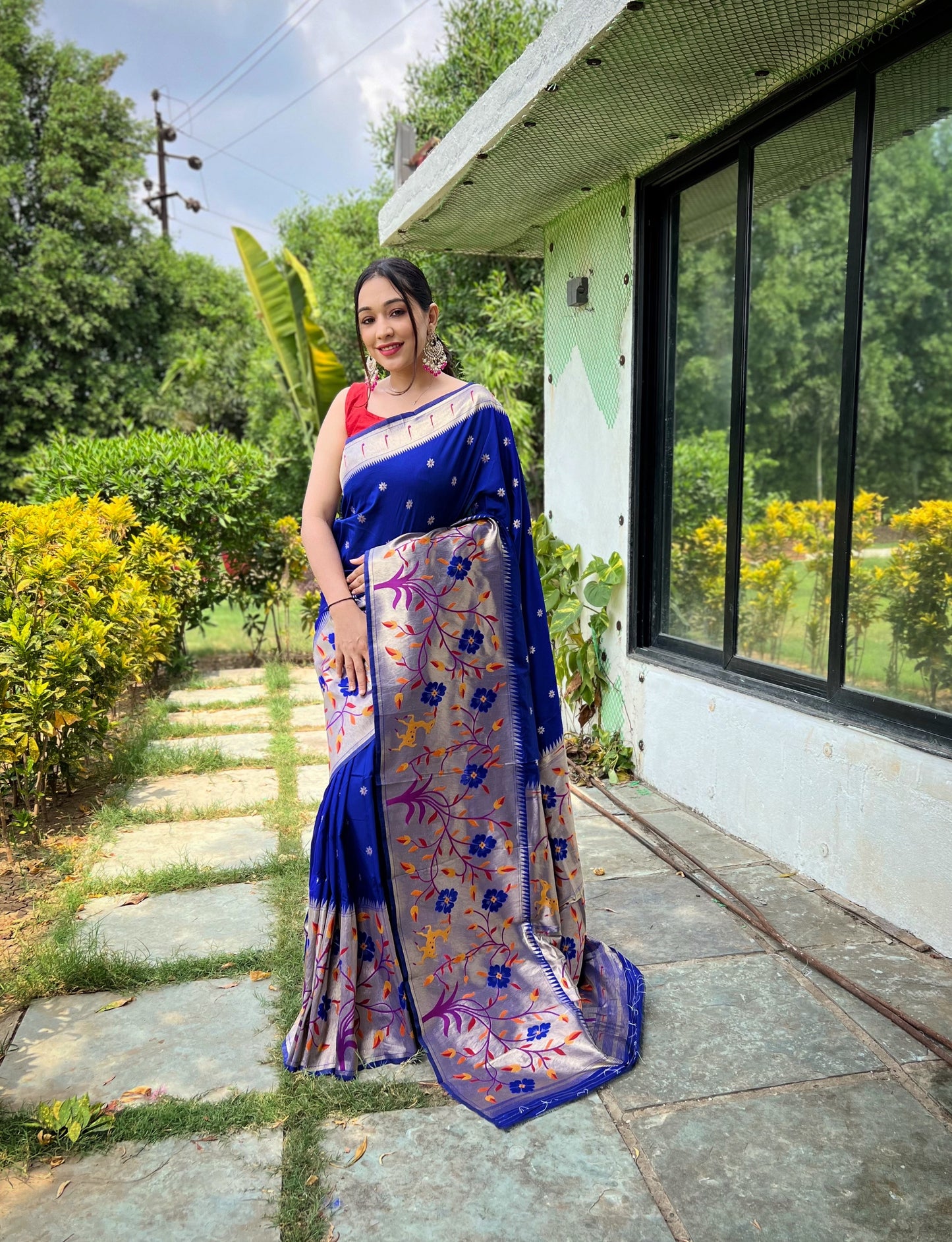 VIOLET BEAUTIFULL PURE PAITHANI SILK SAREE