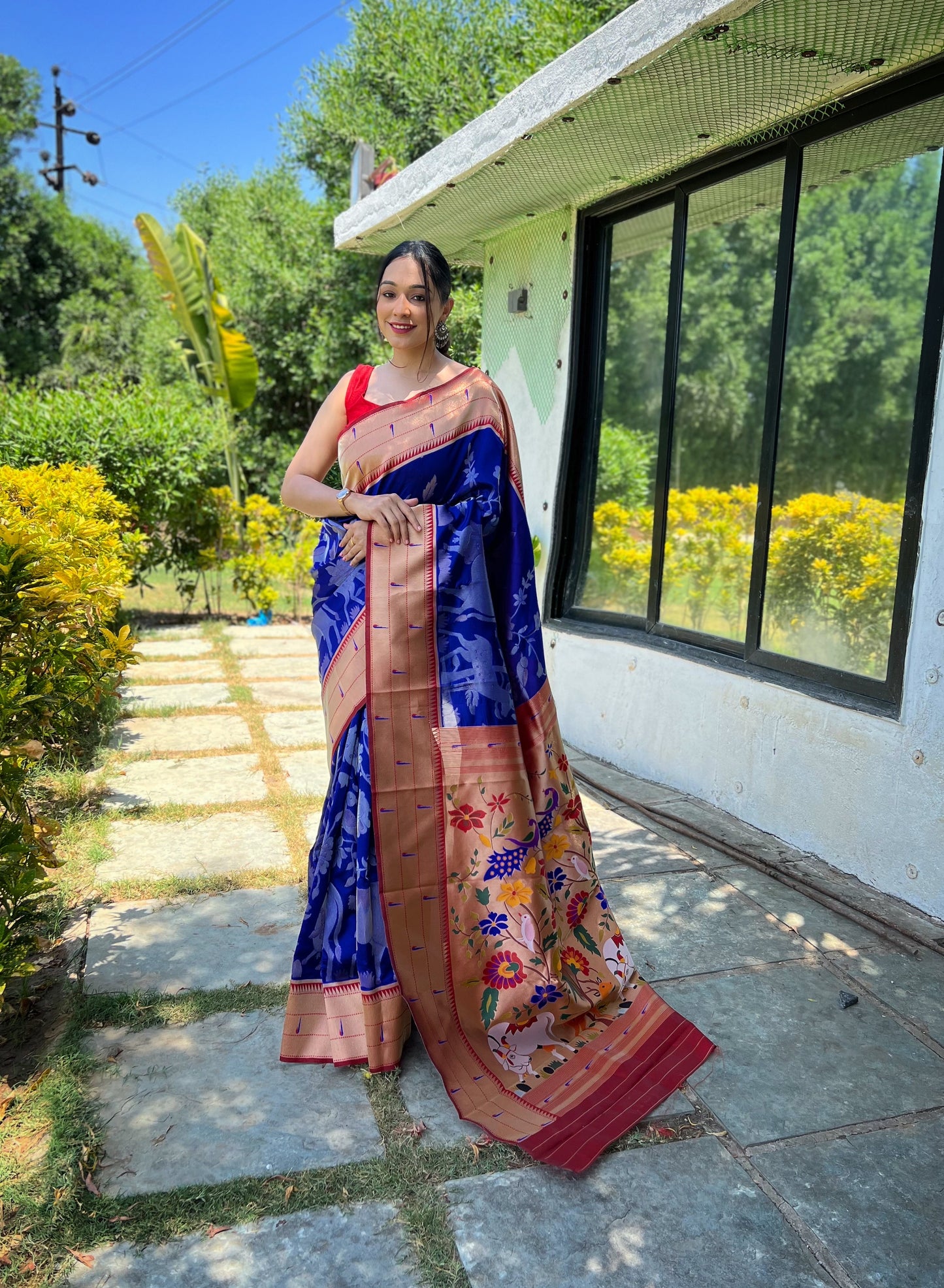 Violet Pure soft paithani silk saree