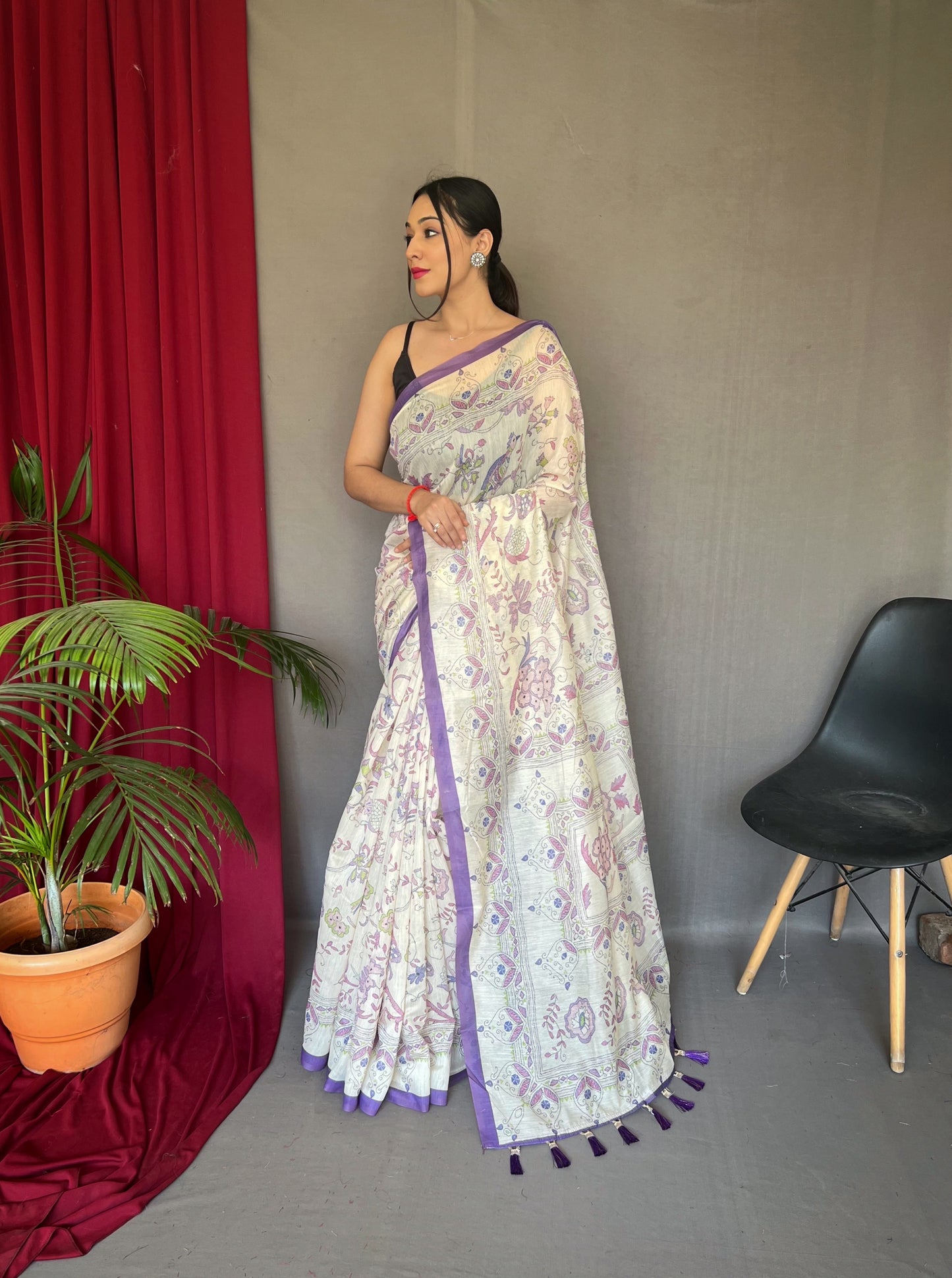 Violet Pure malai cotton saree