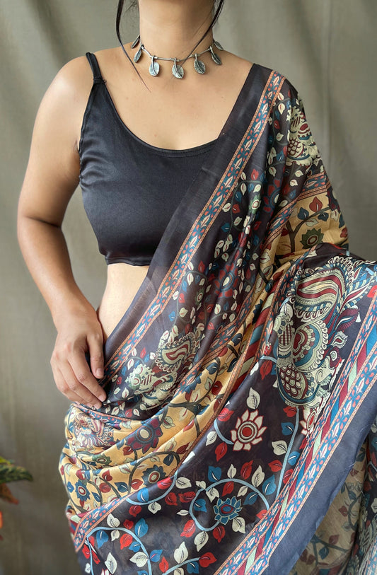 Yellow Soft Cotton Kalamkari Print