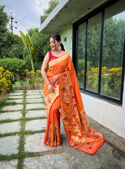 YELLOW BEAUTIFULL PURE PAITHANI SILK SAREE