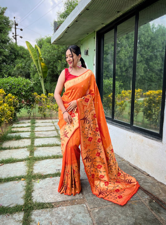 YELLOW BEAUTIFULL PURE PAITHANI SILK SAREE