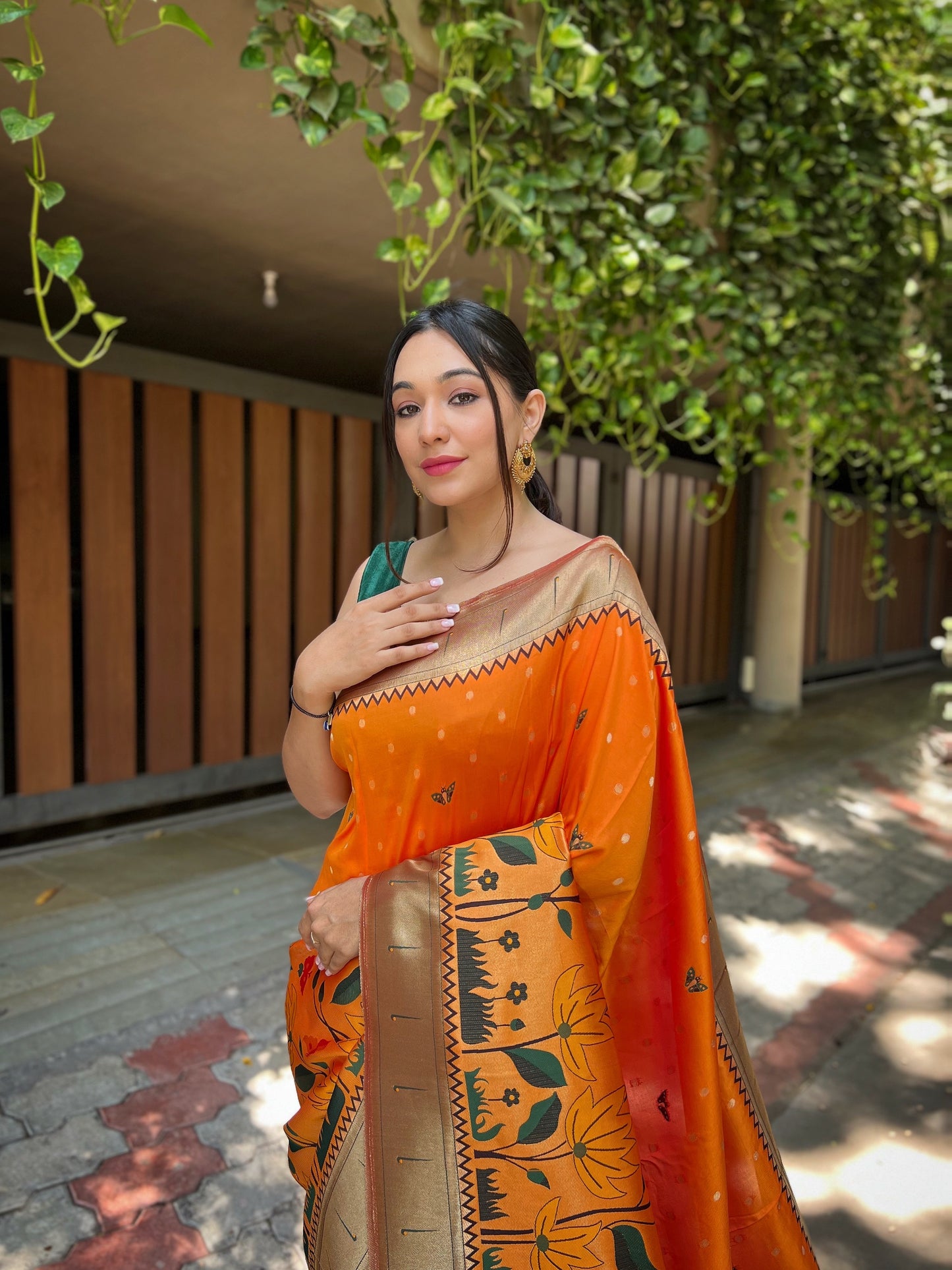 Yellow Pure banarasi paithani silk saree