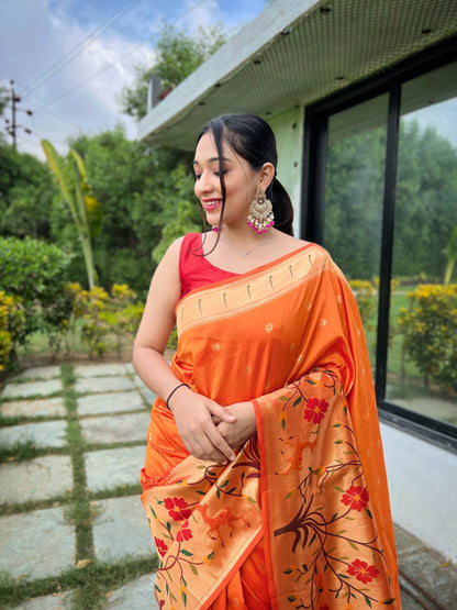 YELLOW BEAUTIFULL PURE PAITHANI SILK SAREE