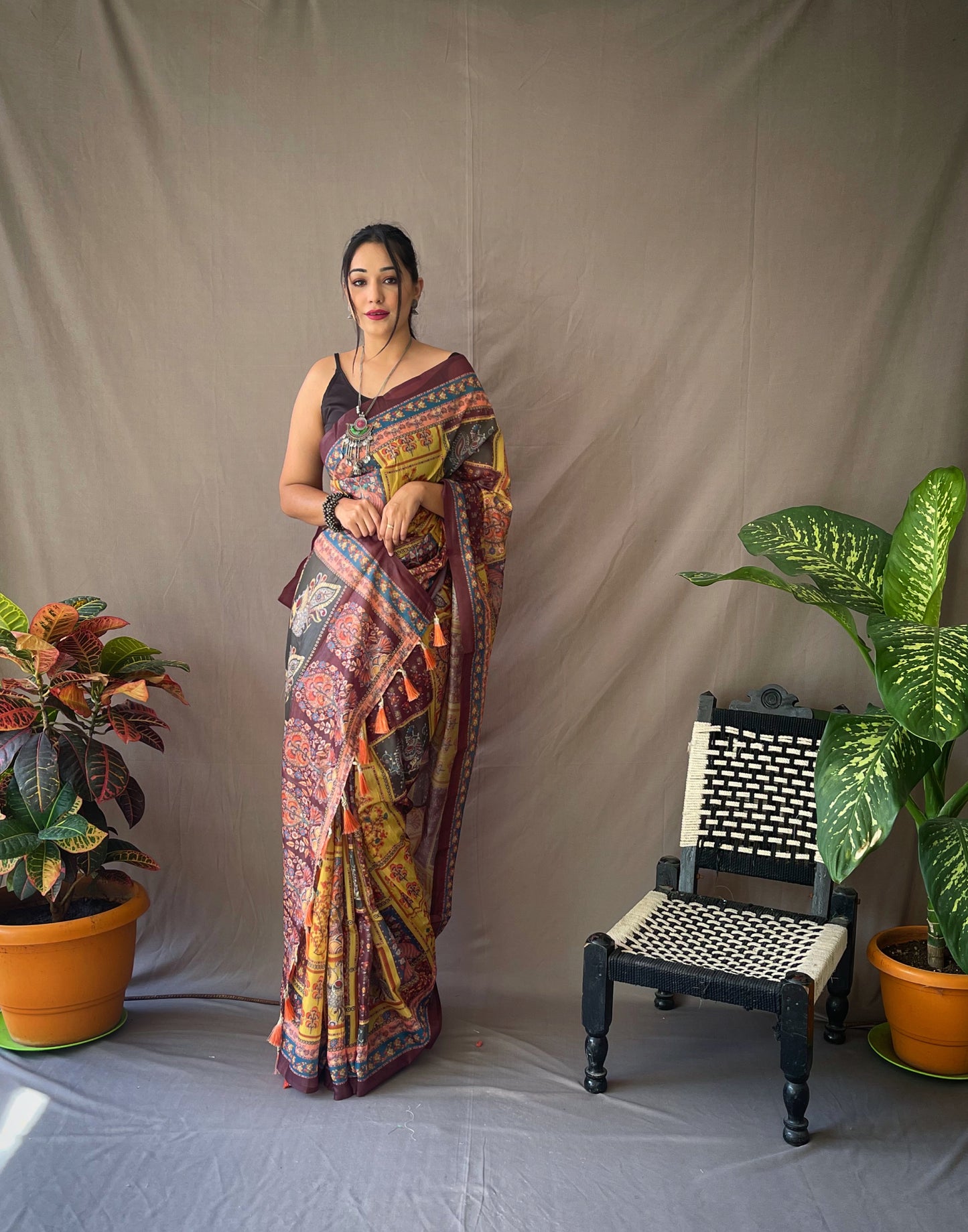 Yellow Soft Cotton Kalamkari Prints