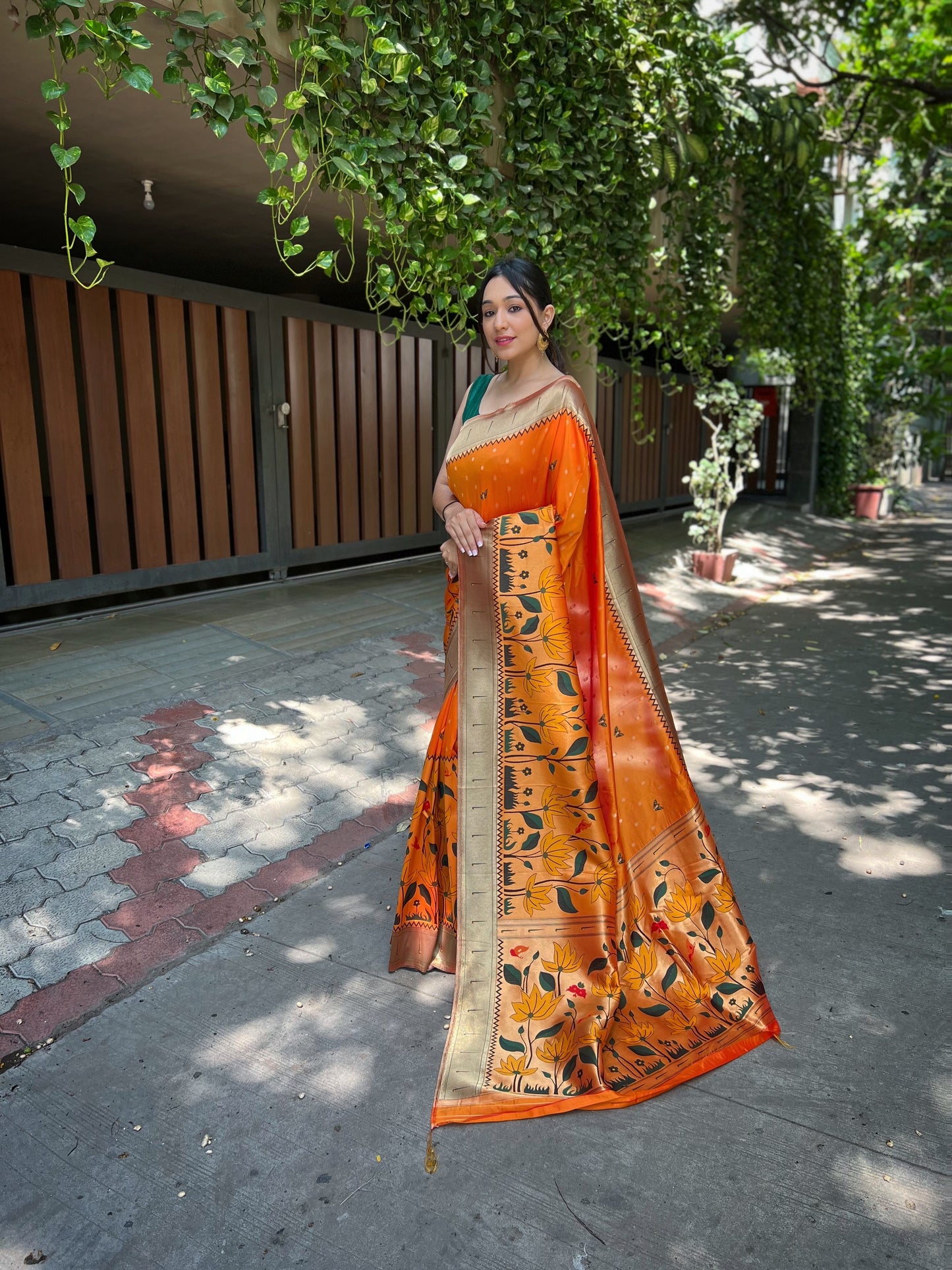 Yellow Pure banarasi paithani silk saree